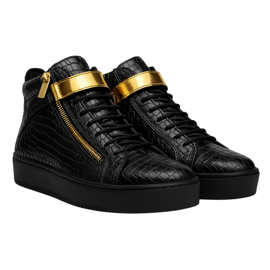 DON GALLO HIGH SNEAKER |CROCO BLACK