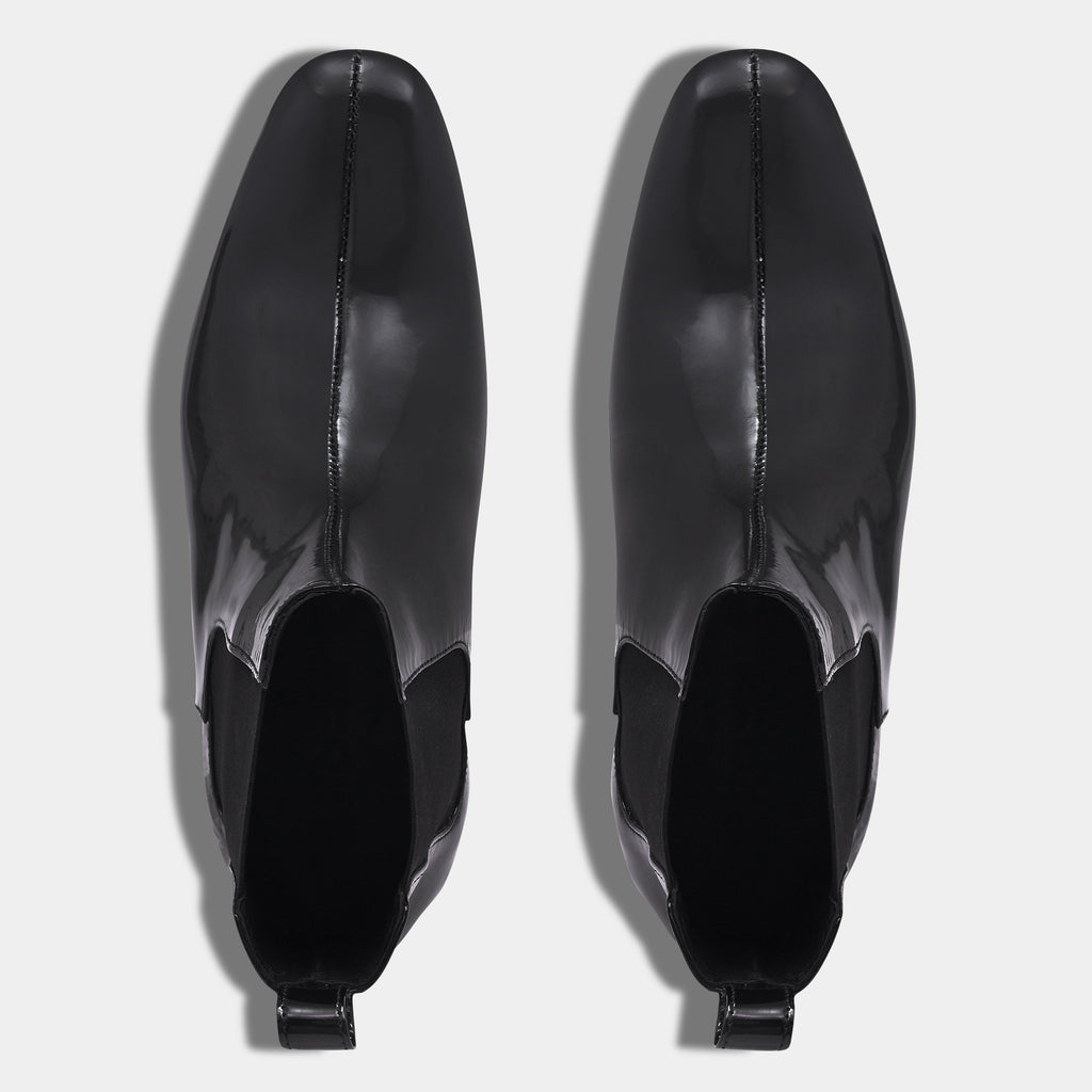 DEVIL BOOT | PATENT BLACK