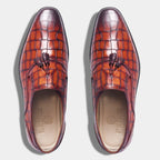 LUCAS CROCO TASSEL LOAFER | BROWN