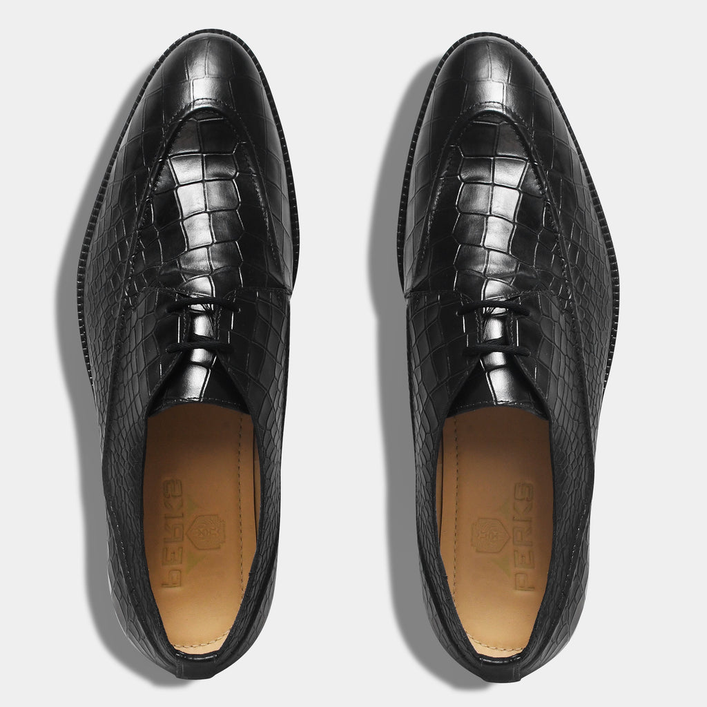 GILBERTO CROCO LACEUP | BLACK